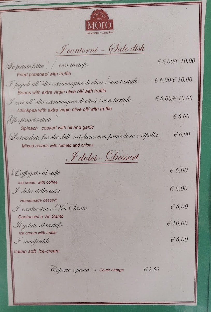 Menu Ristorante La Bottega Del Moro-2